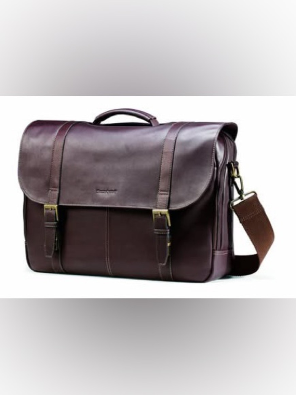 Samsonite Dark Brown Leather Briefcase Messenger Bag